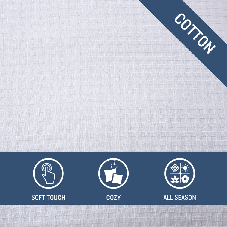 Serene Basketweave Queen Cotton Duvet Cover Set - White