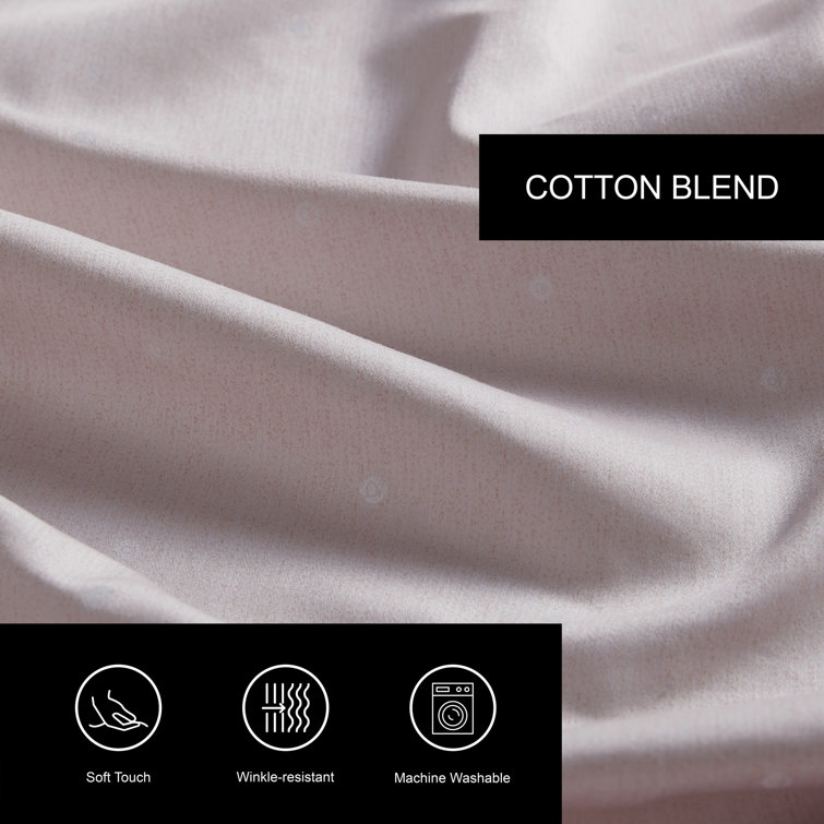 Eyelet Pink Queen Sheet Set in Cotton-Polyester Blend with Deep Pockets