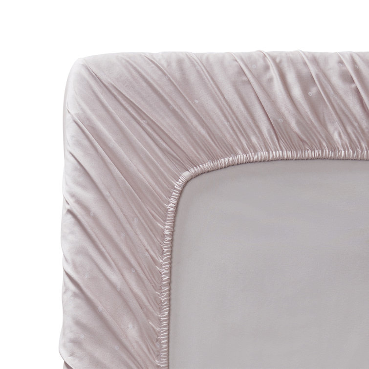 Eyelet Pink Queen Sheet Set in Cotton-Polyester Blend with Deep Pockets