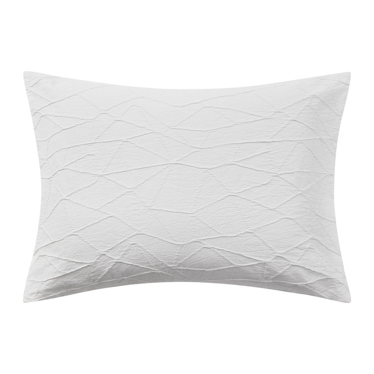 King Size White Cotton Crinkle Texture Duvet Cover Set