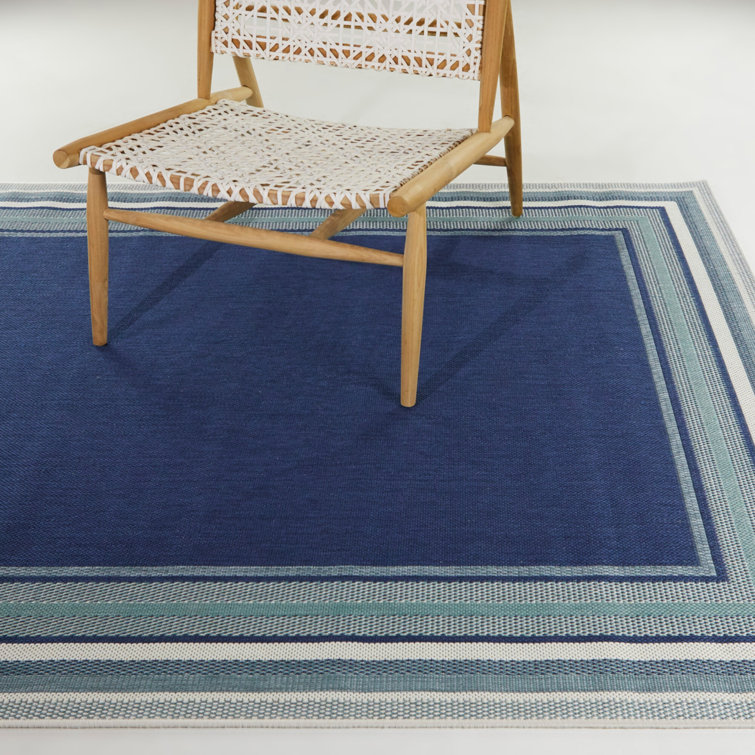 Kalena Blue Rectangular Braided Reversible Indoor/Outdoor Rug