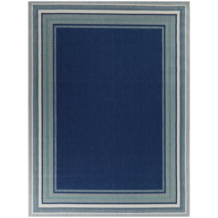 Kalena Blue and White Braided Synthetic 8' x 10' Indoor/Outdoor Rug