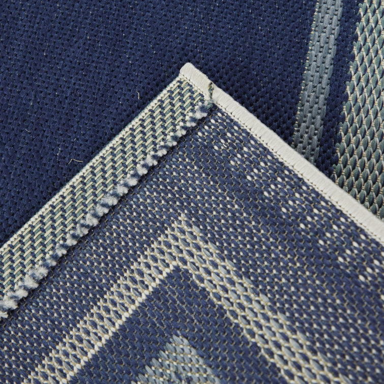 Kalena Blue Rectangular Braided Reversible Indoor/Outdoor Rug