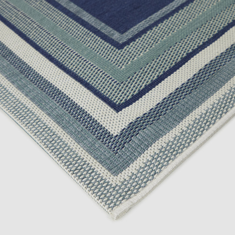 Kalena Blue Rectangular Braided Reversible Indoor/Outdoor Rug