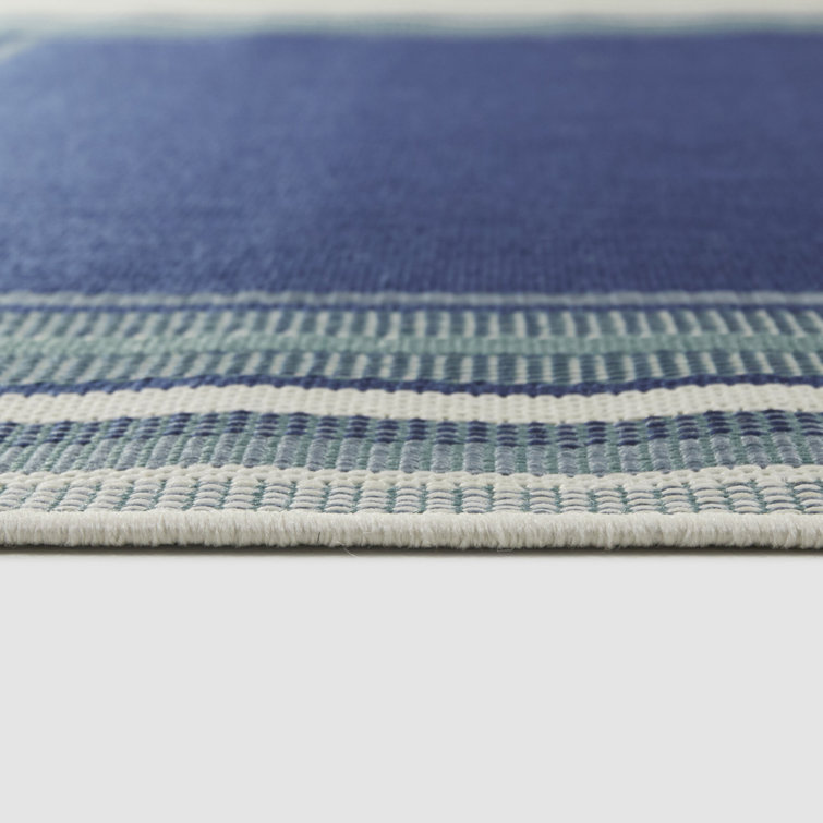 Kalena Blue Rectangular Braided Reversible Indoor/Outdoor Rug