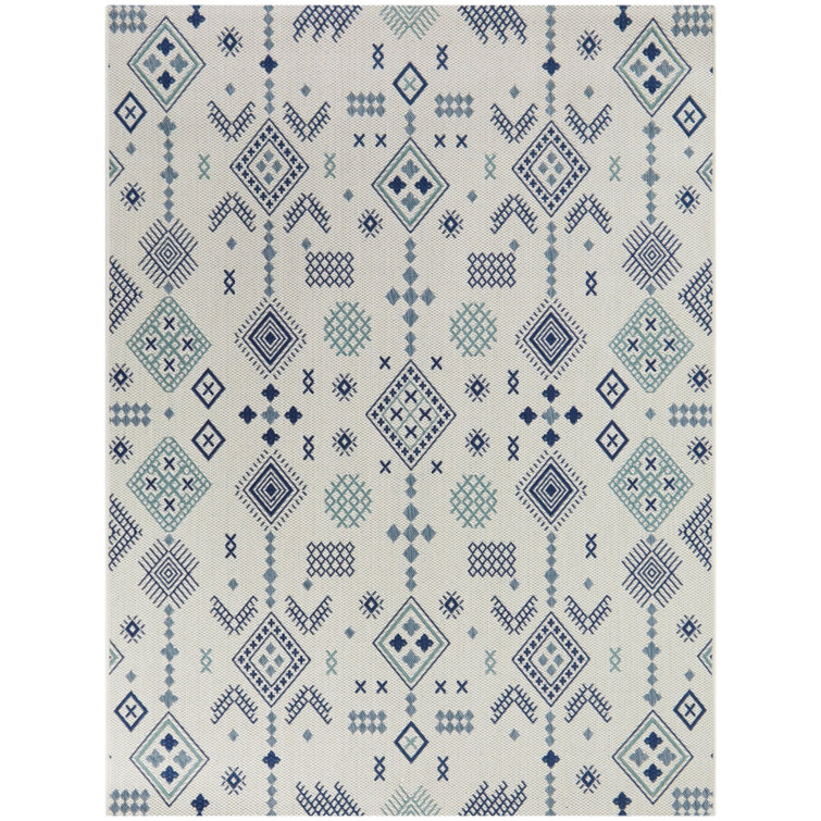 Braided Blue Synthetic 8' x 10' Easy Care Outdoor Rug