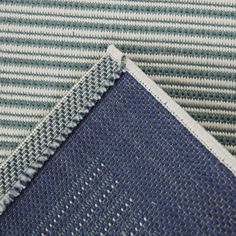 Navy Geometric Braided Reversible Synthetic 5' x 7' Rug