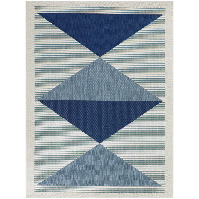 Navy Geometric Braided Reversible Synthetic 5' x 7' Rug