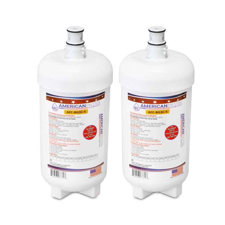 AFC White Under Sink Water Filter Replacement Cartridges, 2-Pack