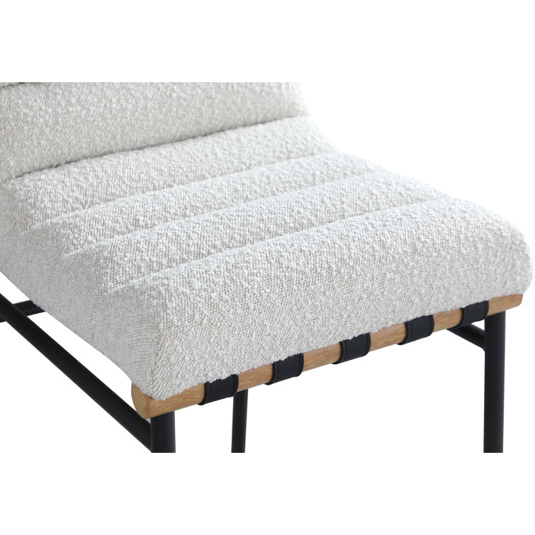 Cream Boucle Fabric and Metal Counter Stool