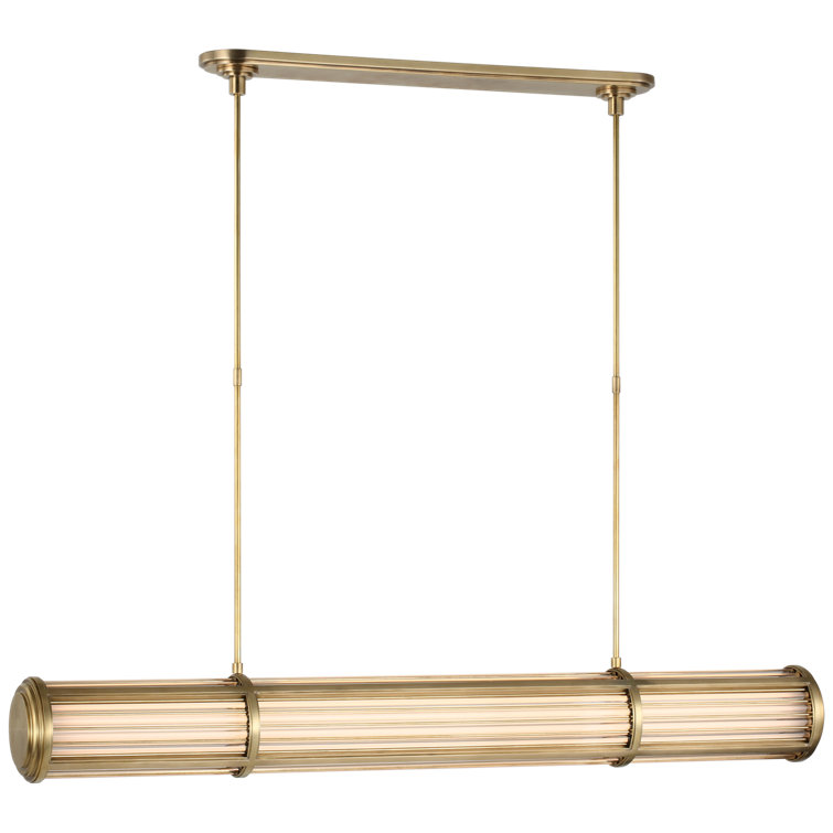 Natural Brass LED Pendant with Ribbed Glass Rods