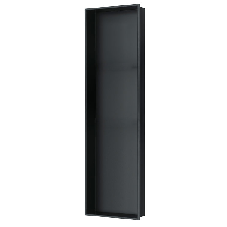 48" Matte Black Steel Recessed Shower Shelf