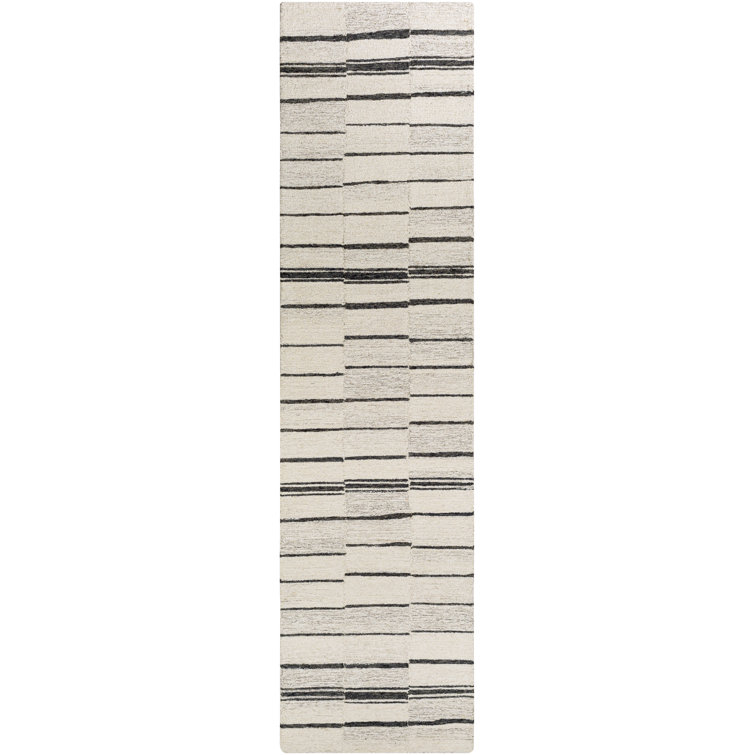 Uptown Hand-Tufted Black and Cream Wool Runner Rug 2'6" x 10'
