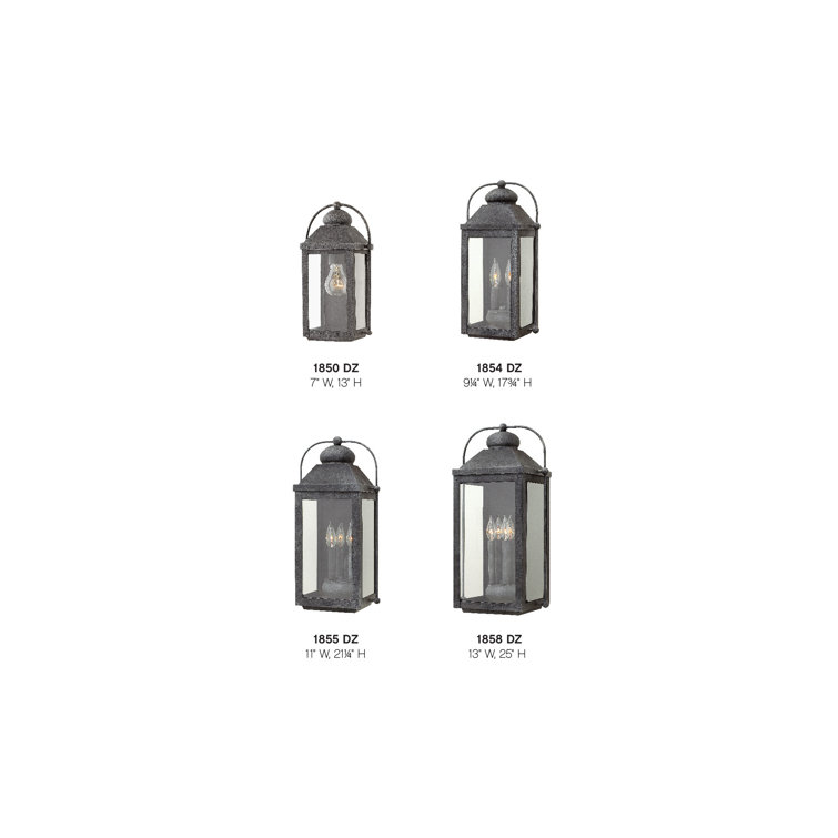 Aged Zinc 2-Light Outdoor Wall Lantern with Clear Glass