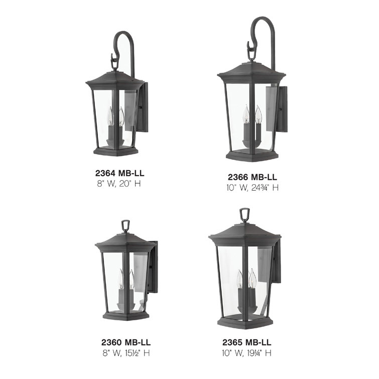 Bromley Museum Black 3-Light Outdoor Wall Lantern with Clear Glass