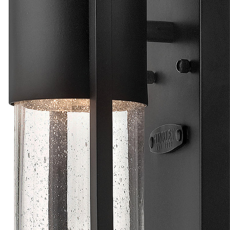 Sleek Black Aluminum LED Wall Light with Clear Seedy Glass