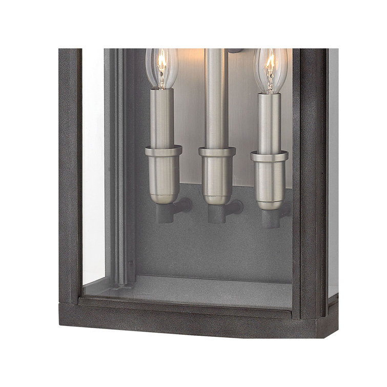 Aged Zinc 3-Light Outdoor Wall Lantern with Clear Glass