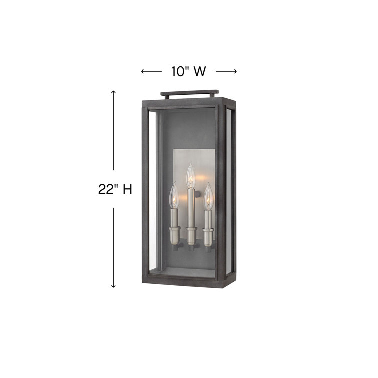Aged Zinc 3-Light Outdoor Wall Lantern with Clear Glass