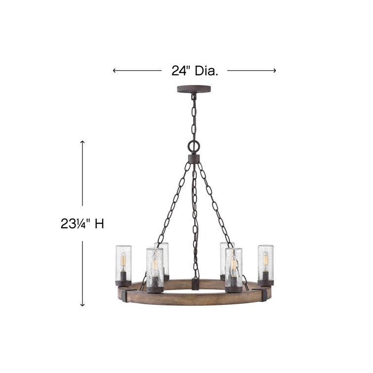 Sawyer Sequoia Brown 24" Outdoor Chandelier with Clear Seedy Glass