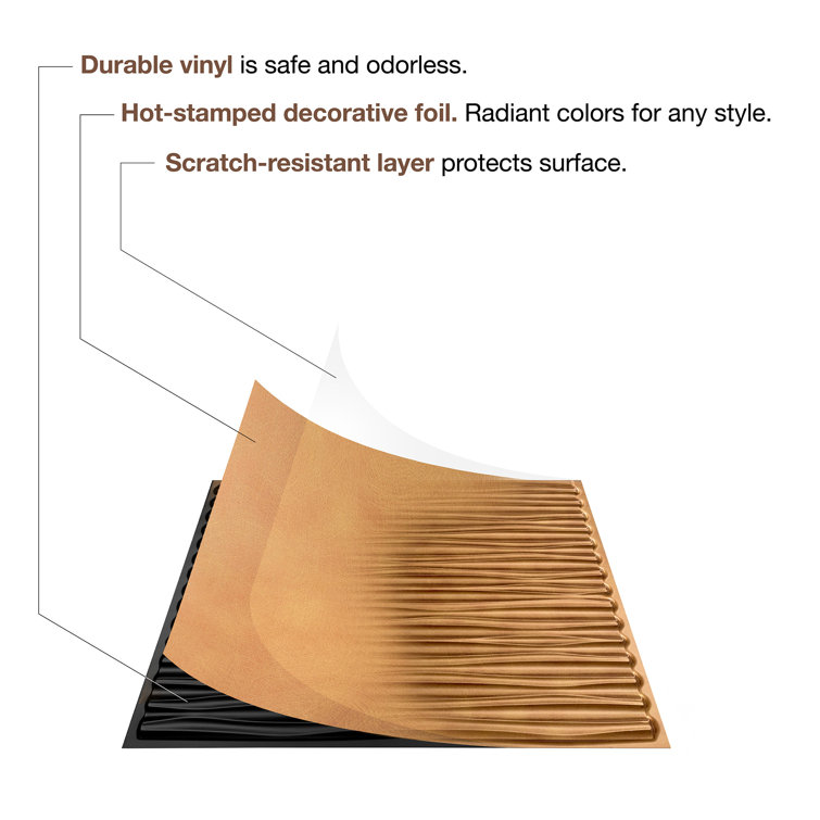 Polished Copper Embossed Vinyl 24'' x 24'' Glue Up Ceiling Tile