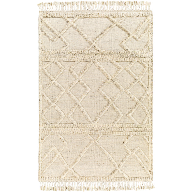 Ivory Hand-knotted Wool Rectangular Rug 10' x 14'