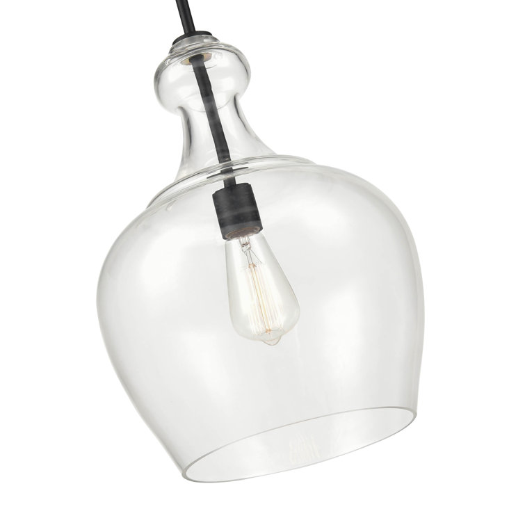Matte Black Glass Jar Pendant Light with LED