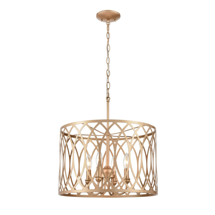 Arelyn 15'' Painted Modern Gold Glass Drum Pendant Light