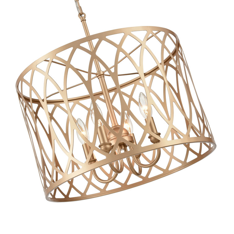 Arelyn 15'' Painted Modern Gold Glass Drum Pendant Light