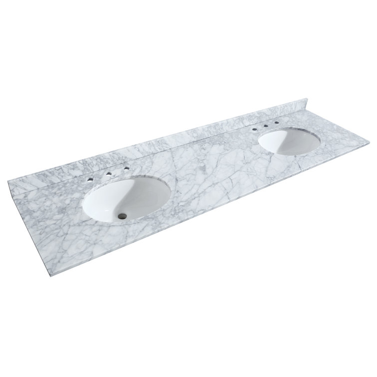 Deborah 80'' White Double Vanity with Carrara Marble Top and Chrome Hardware