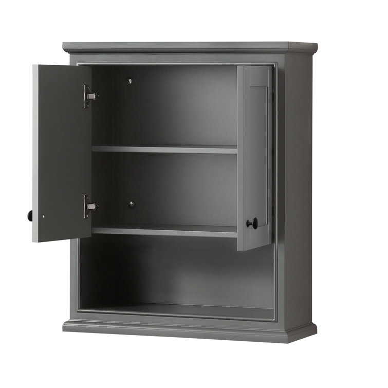 Deborah Dark Gray Wall-Mounted Bathroom Cabinet with Matte Black Trim
