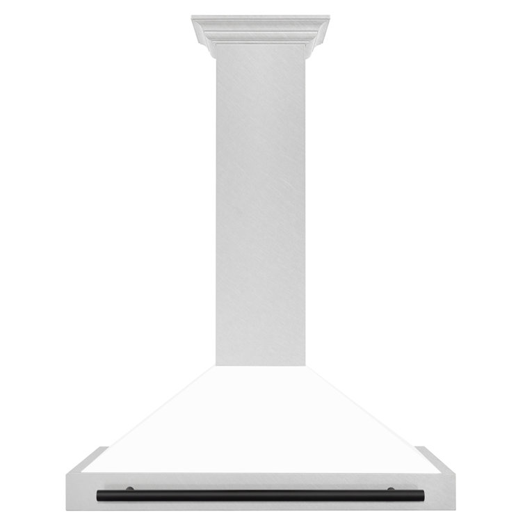 36" White Matte and Stainless Steel Wall Mount Range Hood