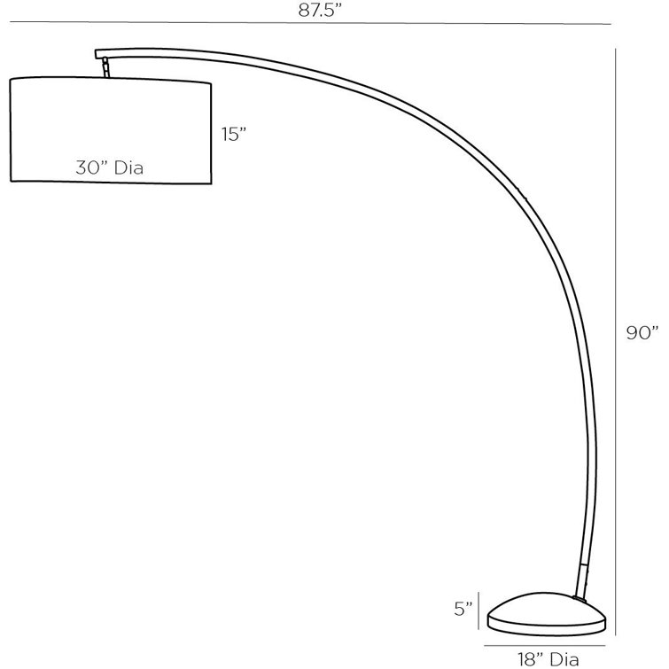 Elegant Naples English Bronze Arc Floor Lamp with Pivoting Linen Shade