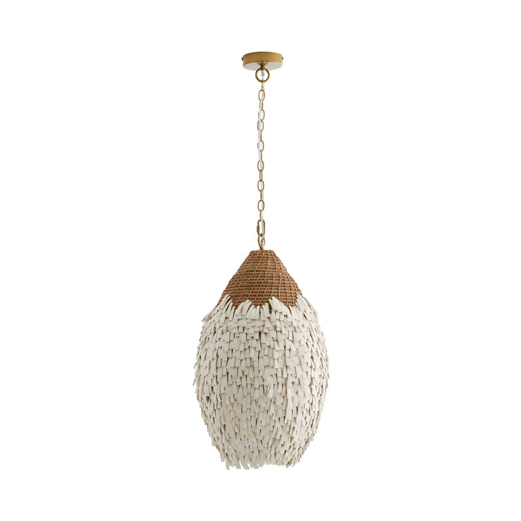 Orla Antique Brass and Rattan Pendant Light