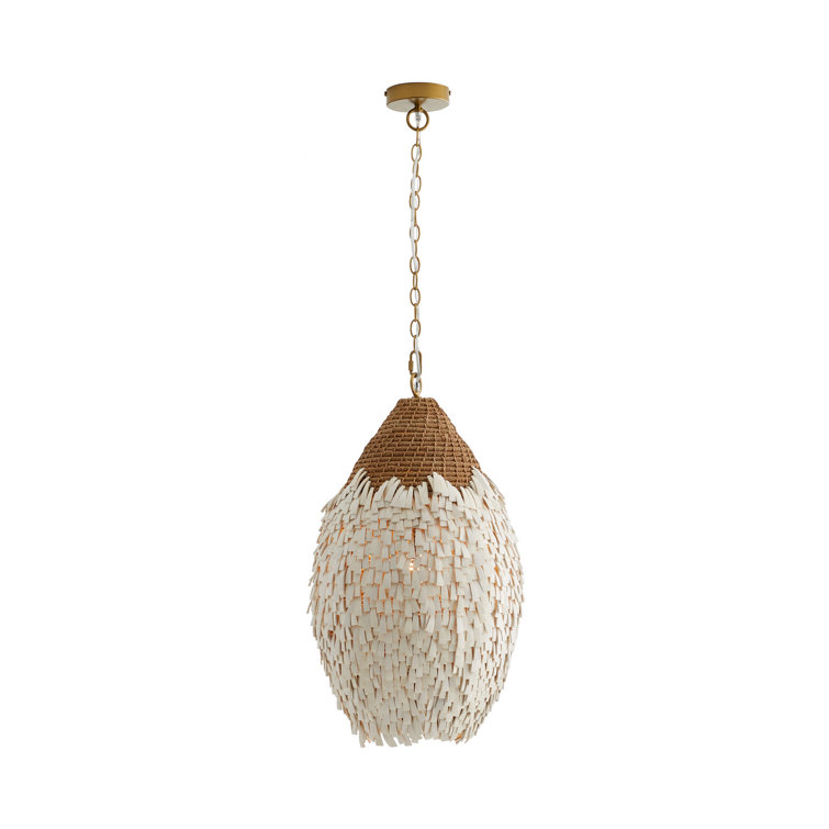 Orla Antique Brass and Rattan Pendant Light