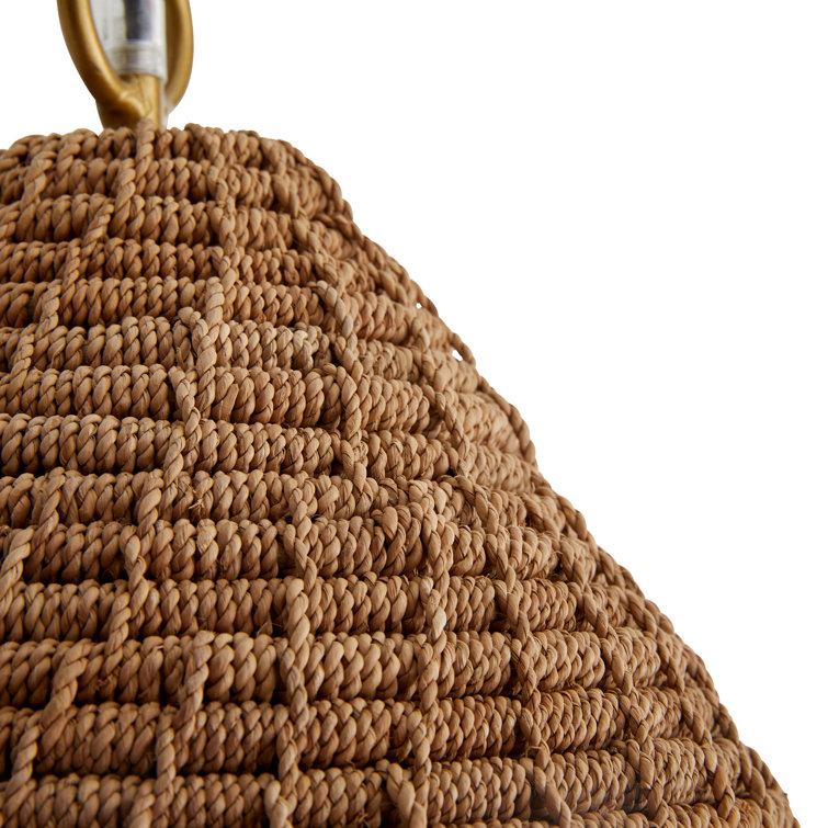 Orla Antique Brass and Rattan Pendant Light