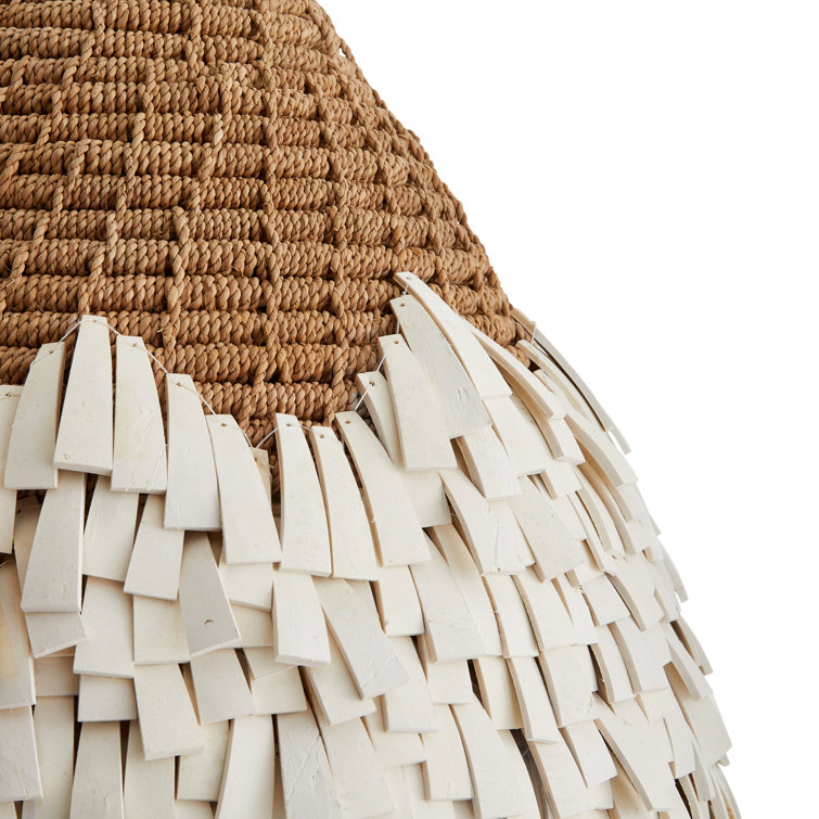 Orla Antique Brass and Rattan Pendant Light