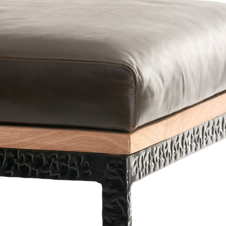 Graphite Leather and Blackened Iron Bar Stool
