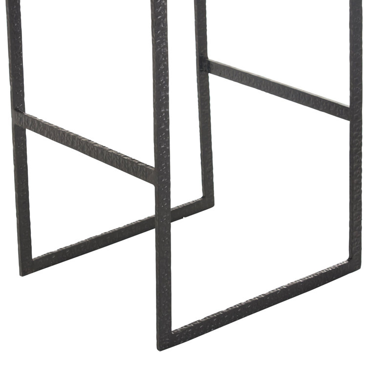 Graphite Leather and Blackened Iron Bar Stool