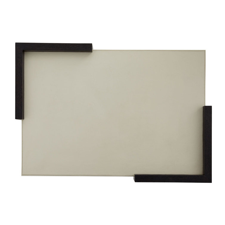Ivory Leather and Ebony Oak Modern Decorative Tray