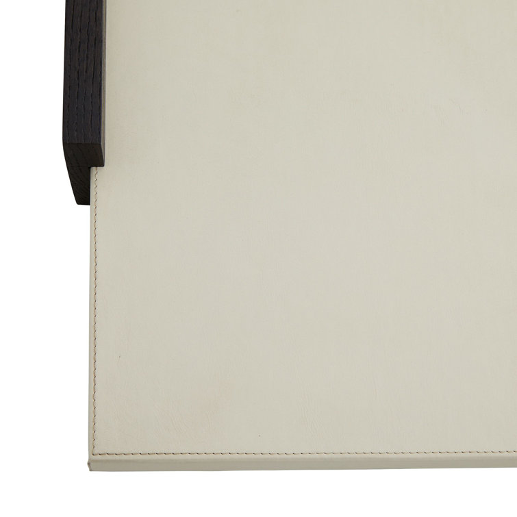 Ivory Leather and Ebony Oak Modern Decorative Tray