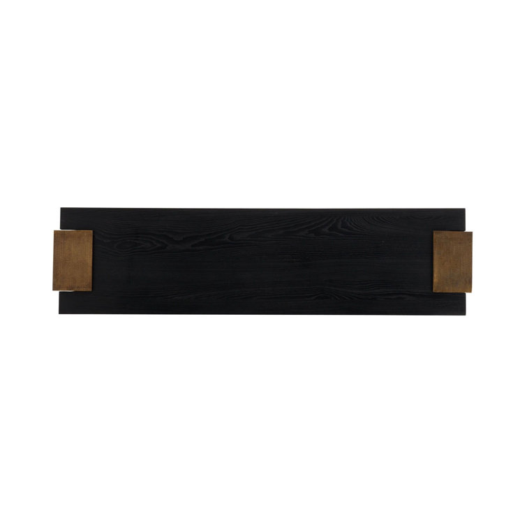 Orsen 62'' Ebony Oak Wood and Antique Brass Console Table