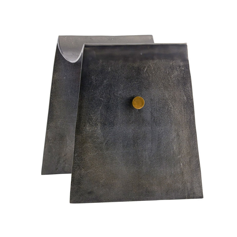 Rustic Blackened Iron and Aluminum Sled-Leg Accent Stool