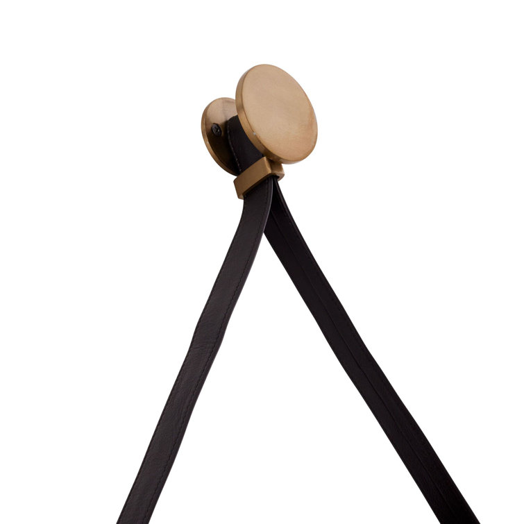 Elegant Rectangular Gold Leather-Strap Bathroom Mirror