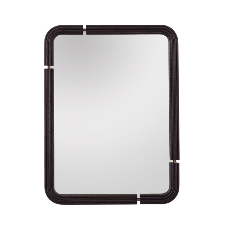 Mulholland Rectangular Oak Wall Mirror with Gold Accents, 40x30"