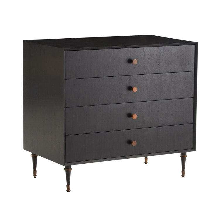 Ebony and Antique Brass Solid Wood Accent Chest