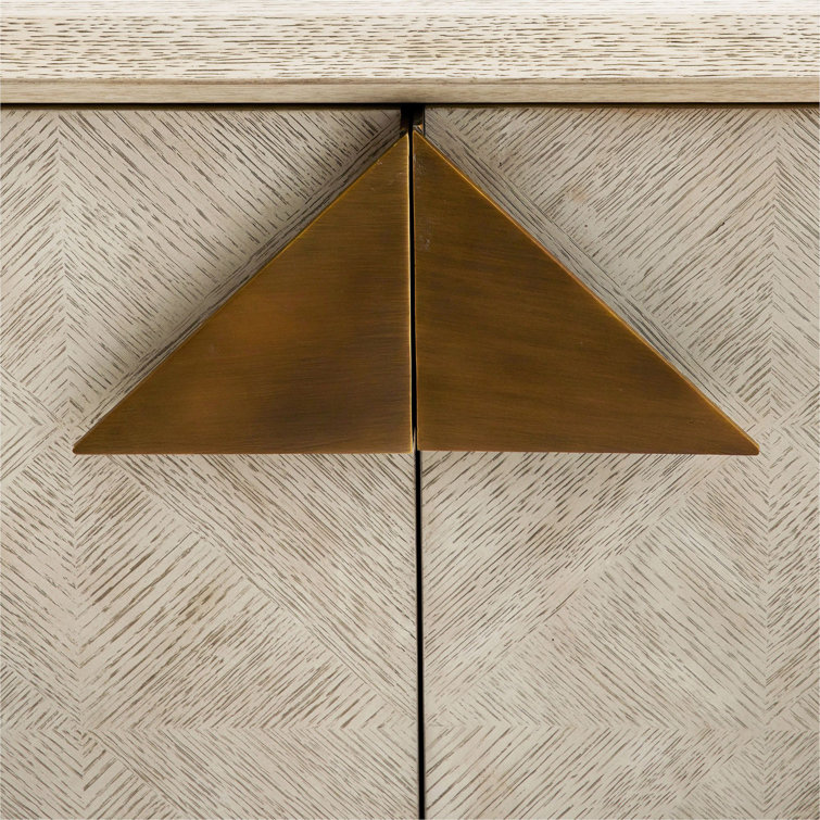 Naomi Ivory Smoke Oak Veneered 48'' Modern Cabinet with Brass Hardware