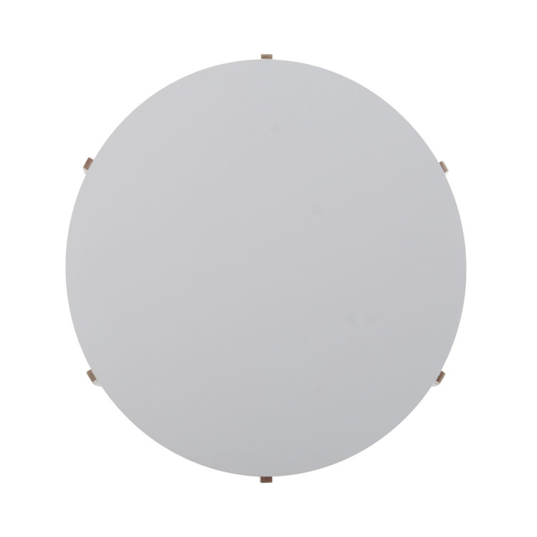 Oyster Finish Oak Veneer Round Side Table with White Lacquer Top