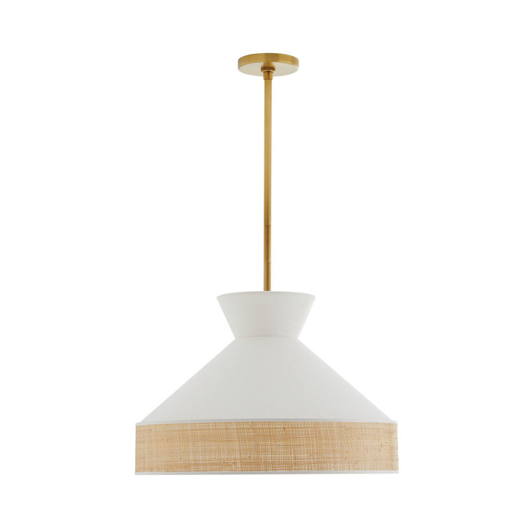 Bauhaus Inspired Antique Brass Globe Pendant with Rattan Trim