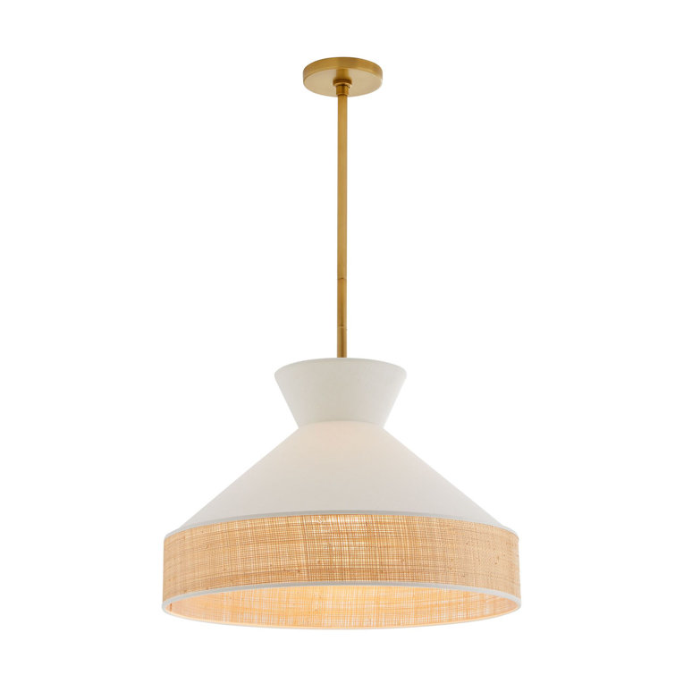 Bauhaus Inspired Antique Brass Globe Pendant with Rattan Trim