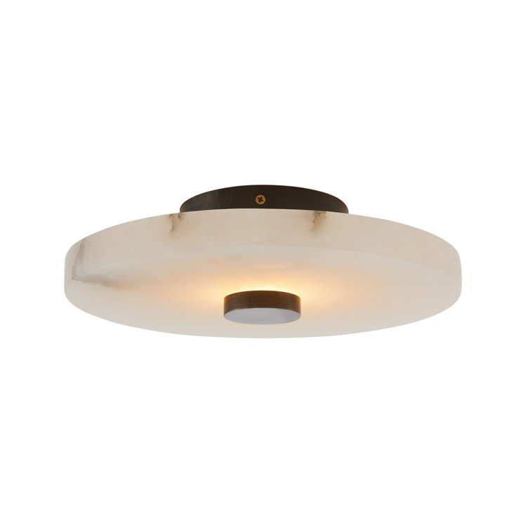 Moers Mid-Century White Ricestone 12" LED Flush Mount